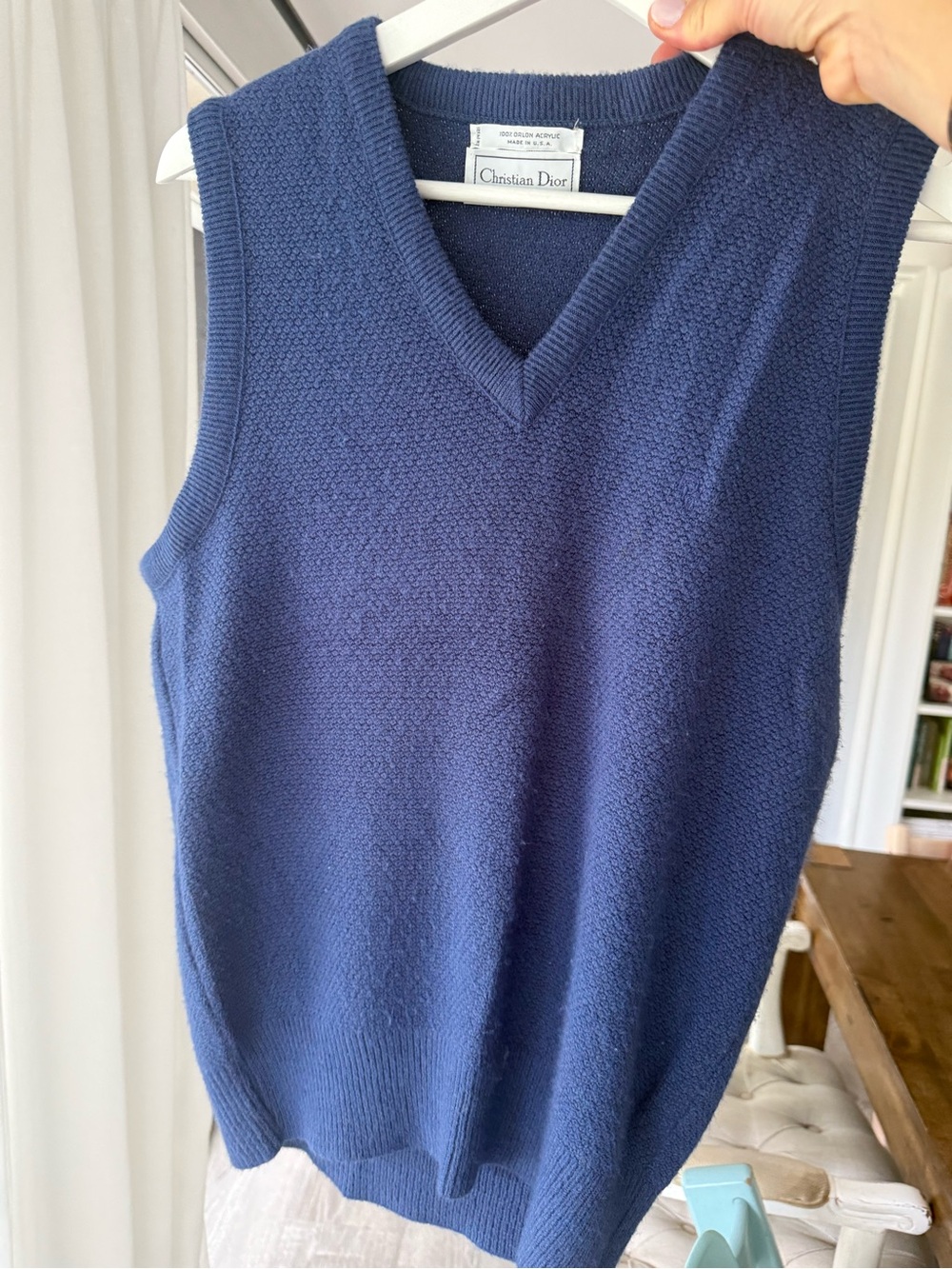 Dior Men's Navy V-Neck Knit Vest